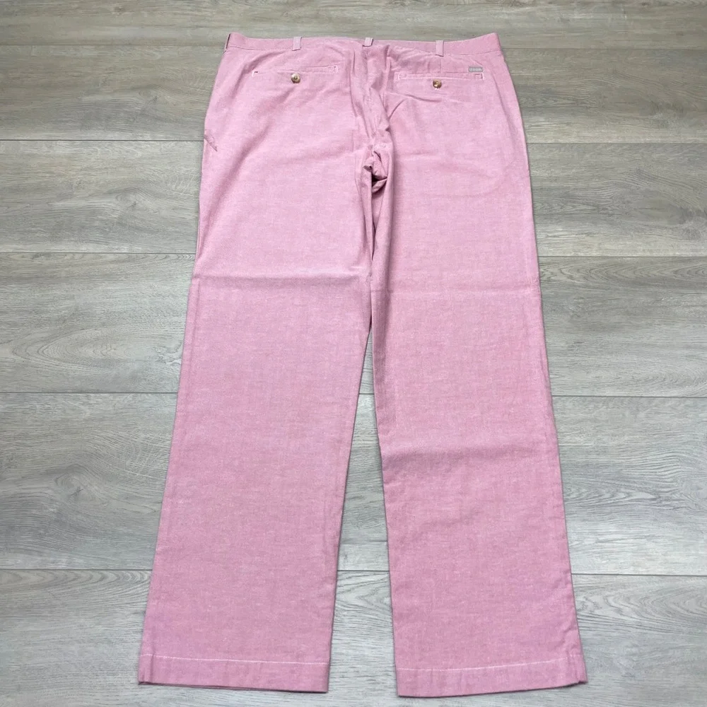 IZOD Pants Mens 38x32 Pink Straight Leg Flat Front Chino Casual Preppy